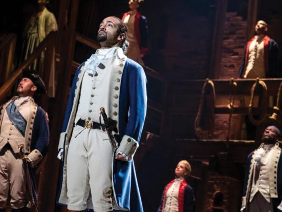 The Company with Pierre Jean Gonzalez as American founding father Alexander Hamilton. Photo: Joan Marcus.