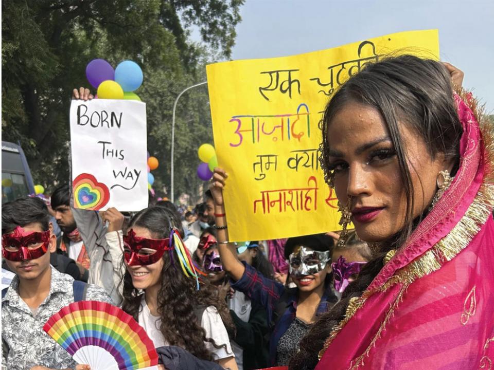 A participant of the Delhi Queer Pride Parade poses for a photograph during the march in New Delhi, India, Sunday, Nov. 26, 2023. This annual event comes as India's top court refused to legalize same-sex marriages in an October ruling that disappointed campaigners for LGBTQ+ rights in the world's most populous country.<br>Photo by Shonal Ganguly, Associated Press.