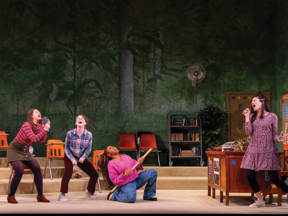 Left to right: Brianna Martinez, Jules Talbot, Victoria Omoregie, Haley Wong in John Proctor is the Villain; directed by Margot Bordelon. Photo by T. Charles Erickson.