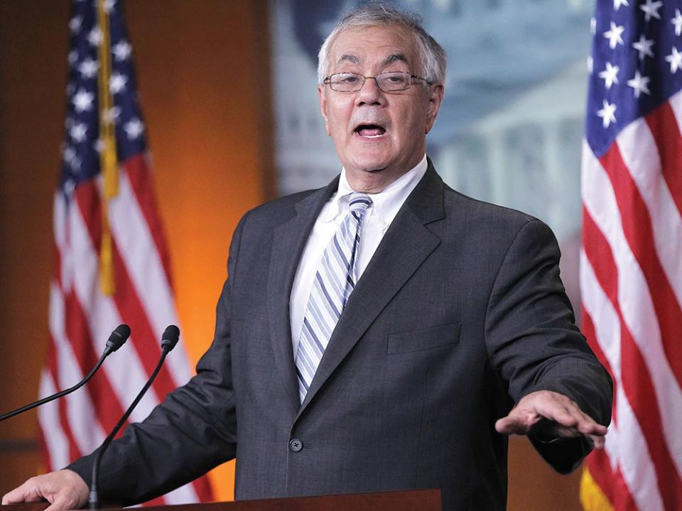 Rep. Barney Frank, D-Mass. gestures during his news conference on his retirement on Capitol Hill in Washington on Nov. 29, 2011. AP Photo by Pablo Martinez Monsivais.